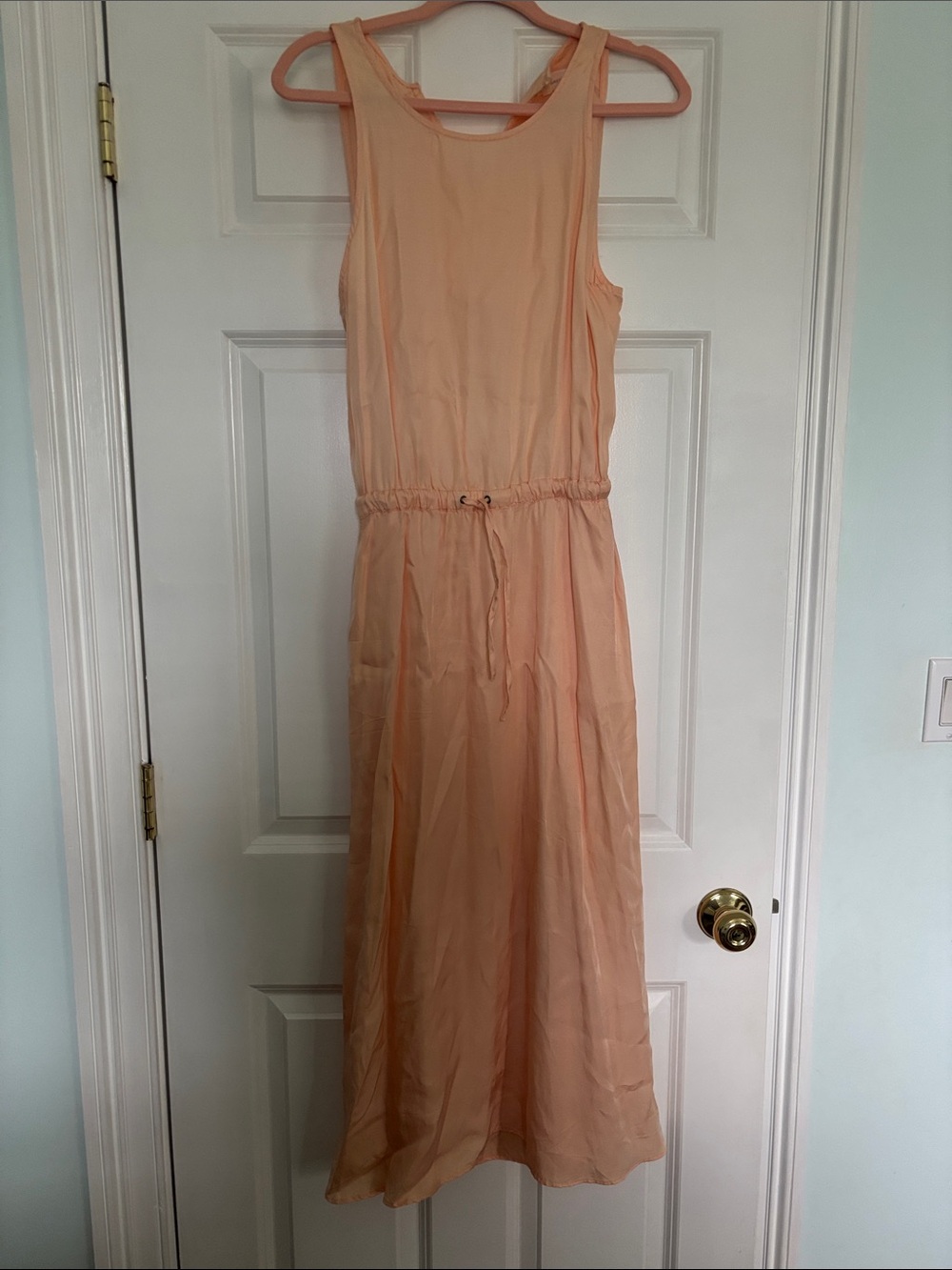 Lou & Grey Sleeveless Peach Drawstring Waist Maxi Dress